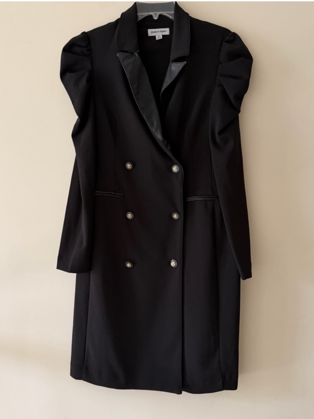 Shelby & Palmer Black Double Breasted Structured Blazer Tuxedo Dress Size 8